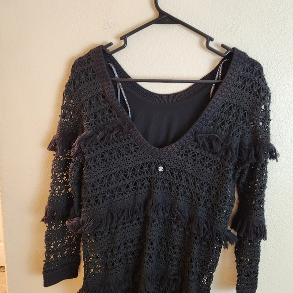 Volcom Stone Row Black Tiered Crochet Witchy Goth Dress - Picture 7 of 7